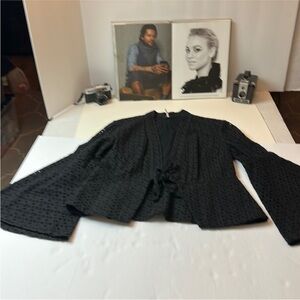 Free People eyelet flare sleeve cropped festival blazer.